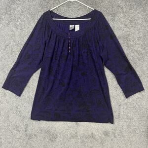 Just My Size Peasant Top 4X Plus Ornate Floral Brocade Damask Boho Whimsigoth